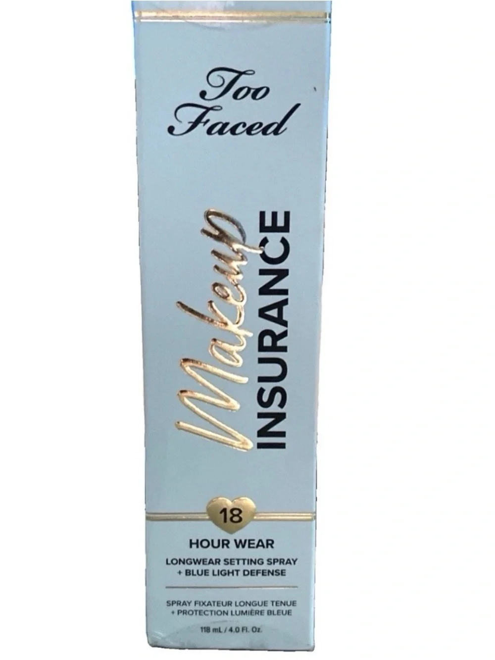 Too Faced Makeup Insurance Setting Spray +Blue Light Defense 4oz/118ml New Boxed